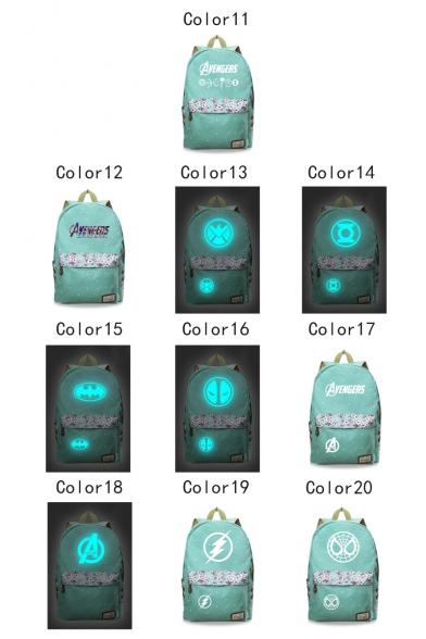 Light Green Fashion Comic Logo Floral Pattern Students School Bag Backpack 30*14.5*42cm