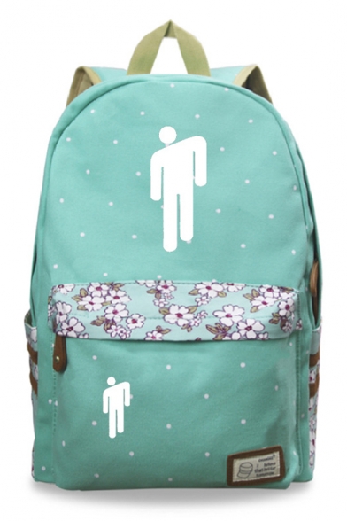 New Trendy Floral Puppet Printed Students Canvas School Backpack 30*14.5*42cm