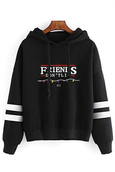 Popular Friends Don't Lie Letter Striped Long Sleeve Pullover Hoodie