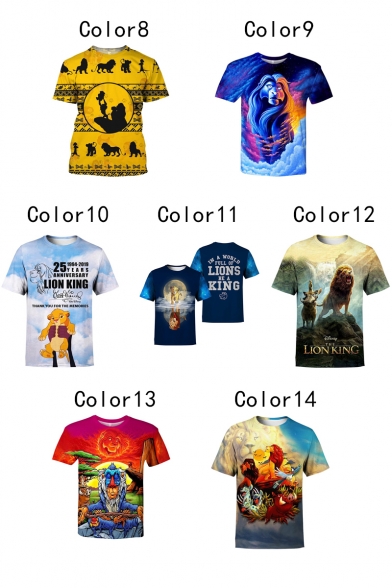 Popular The Lion King Simba 3D Printed Round Neck Short Sleeve T-Shirt
