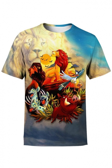 Popular The Lion King Simba 3D Printed Round Neck Short Sleeve T-Shirt