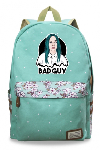 Cool Bad Guy Bleeding Figure Floral Printed Students Canvas School Bag Backpack 30*14.5*42cm