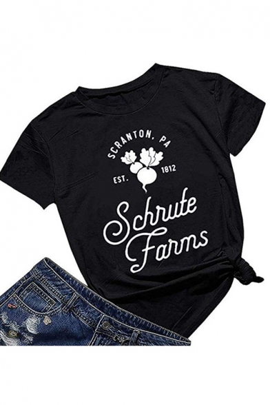 

Schrute Farms Graphic Printed Round Neck Short Sleeve Casual Loose Tee, LC560273