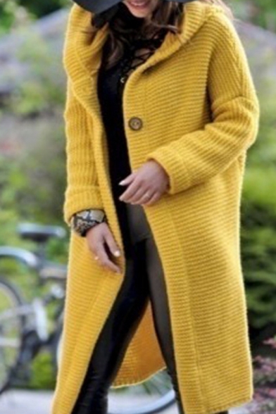 Hot Popular  Plain Long Sleeve  Maxi Cardigan in Loose Fit For Women