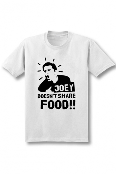 Joey Doesn't Share Food Funny Figure Letter Print Short Sleeve Tee