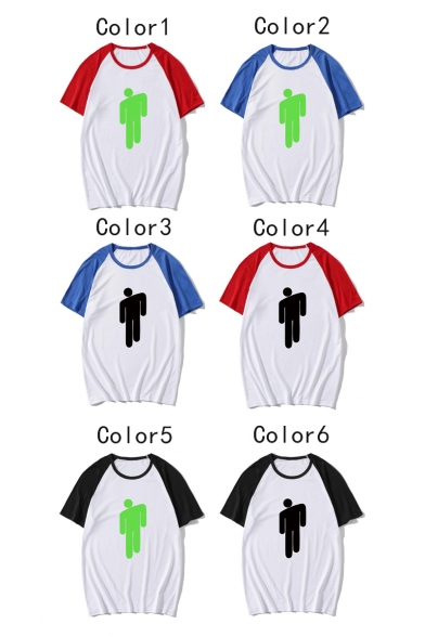 Popular Singer Puppet Printed Color Block Casual Loose Unisex Tee