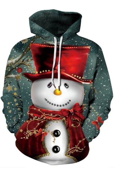 Christmas Snowman 3D Figure Printed Long Sleeve Unisex Pullover Hoodie