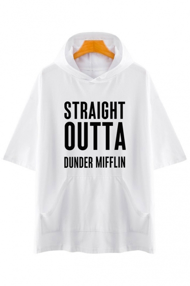 Dunder Mifflin Fashion Letter Printed Short Sleeve Hooded Casual Loose Unisex T-Shirt