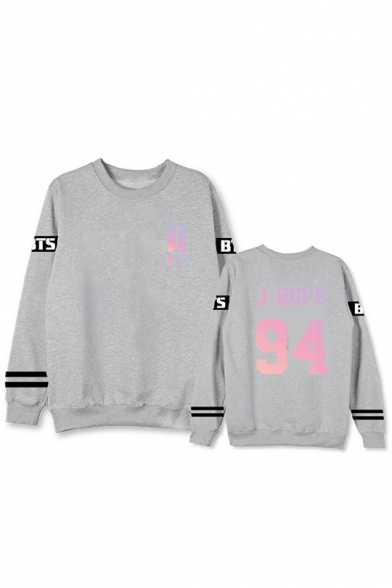 Fashion Kpop Boy Band Number Printed Round Neck Long Sleeve Unisex Sweatshirt