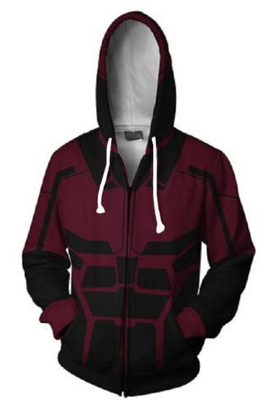 Fashion Red and Black Comic Cosplay Costume Long Sleeve Zip Up Hoodie