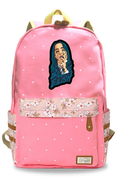 New Trendy Cool Bleeding Figure Floral Print Canvas School Bag Backpack 30*14.5*42cm
