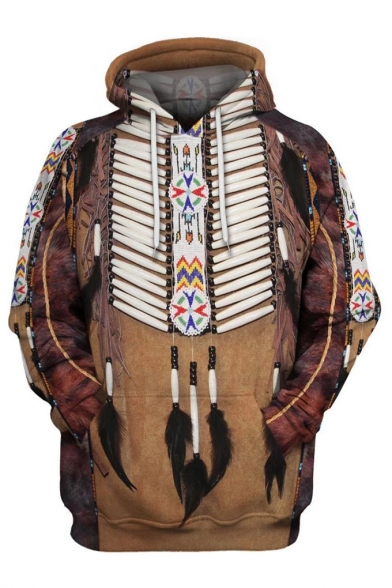 Fashion Unique Ethnic Style Tribal Printed Long Sleeve Indian Hoodie