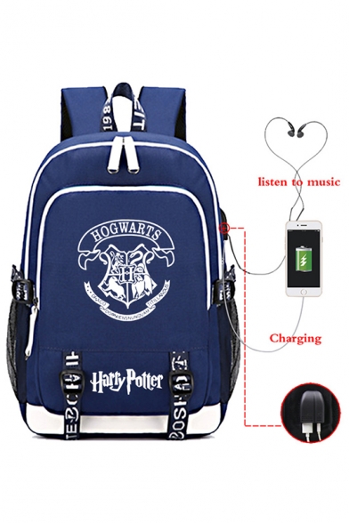 Harry Potter Hogwarts University Badge Printed USB Charge School Bag Backpack 30*15*44cm