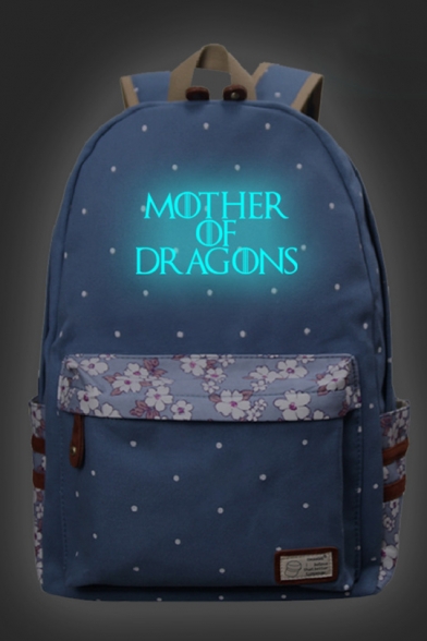 Mother Of Dragons Floral Letter Printed Students Fashion School Bag Backpack 30*14.5*42cm