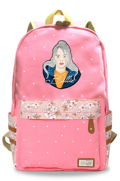 Popular Figure Floral Printed Unisex Students School Bag Backpack 30*14.5*42cm