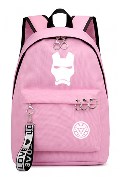 Fashion Comic Logo Printed Letter Ribbon Embellished Casual School Bag Backpack 30*16*44cm
