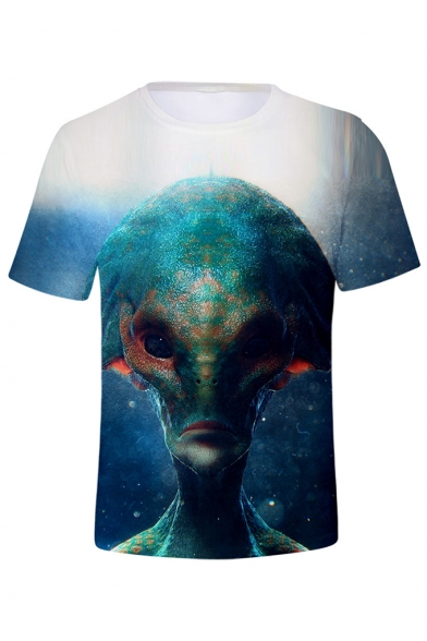 Hot Trendy 3D Galaxy Alien UFO Printed Short Sleeve Unisex T-Shirt