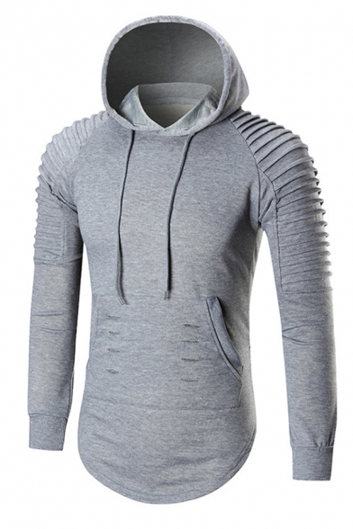 mens pleated sleeve hoodie