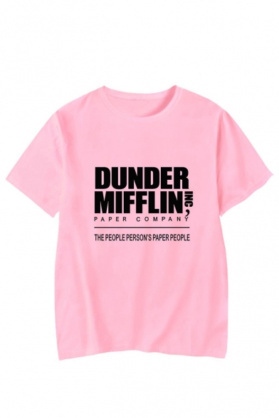 New Fashion Simple Letter Dunder Mifflin Printed Round Neck Short Sleeve Casual Tee