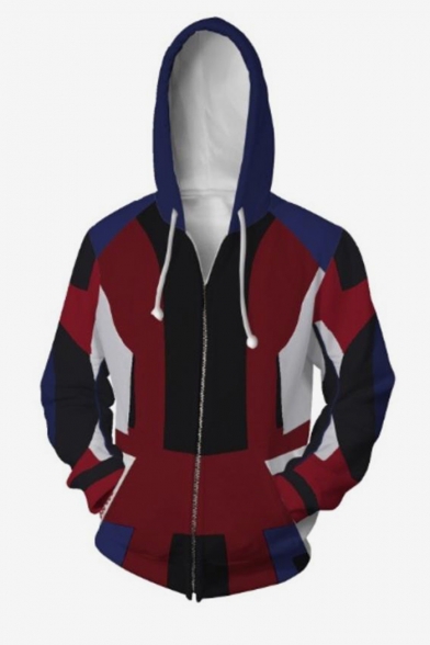 Fashion 3D Red Printed Unisex Relaxed Fit Zip Up Hoodie