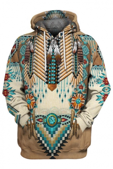 Fashion Unique Ethnic Style Tribal Printed Long Sleeve Indian Hoodie