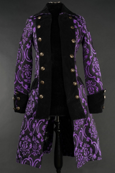 Mens Vintage Medieval Jacket Coat Retro Gothic Jacquard Winter Coat