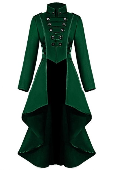 Womens Hot Popular Vintage Medieval Retro Cosplay Costume Turn-Down Collar Long Sleeve Longline Asymmetrical Swallowtail Coat