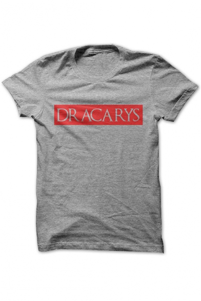 Lady DRACARYS Letter Printed Round Neck Short Sleeve T-Shirt