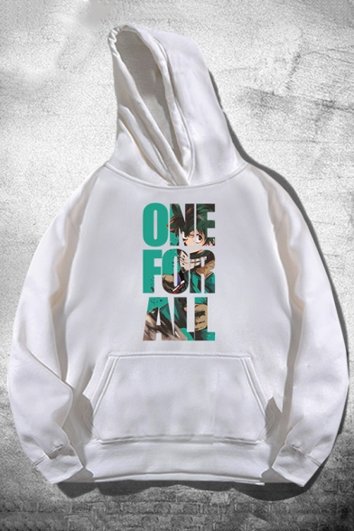 New Trendy Comic Character Letter ONE FOR ALL Pattern Long Sleeve Casual Cotton Hoodie