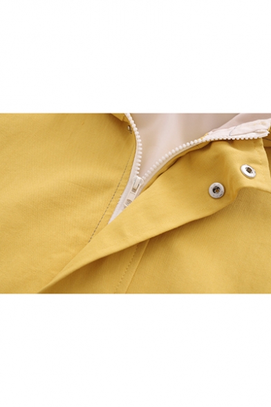 Students Trendy Color Block Letter Print Long Sleeve Zip Up Leisure Hooded Jacket