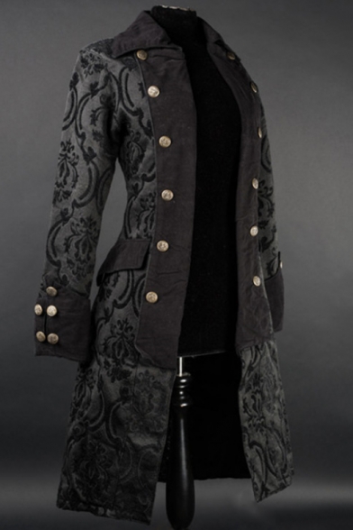 Mens Vintage Medieval Jacket Coat Retro Gothic Jacquard Winter Coat