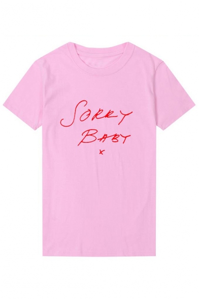 Sorry Baby X Letter Printed Round Neck Short Sleeve Gothic Cotton T-Shirt