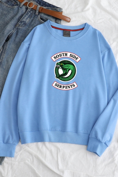 SOUTH SIDE SERPENTS Letter Snake Printed Round Neck Long Sleeve Sweatshirt