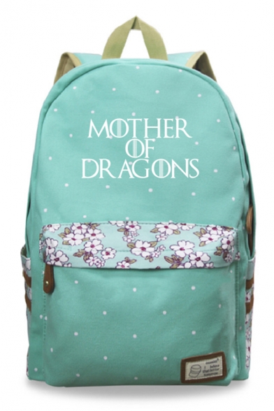 Mother Of Dragons Floral Letter Printed Students Fashion School Bag Backpack 30*14.5*42cm
