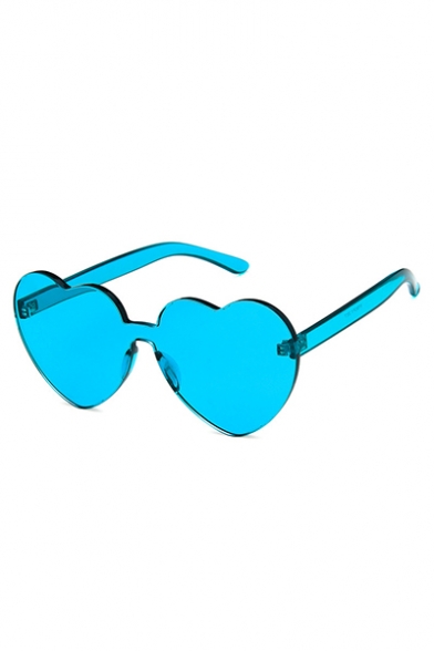 Trendy Heart Shaped Sheer Candy Color Unisex Sunglasses
