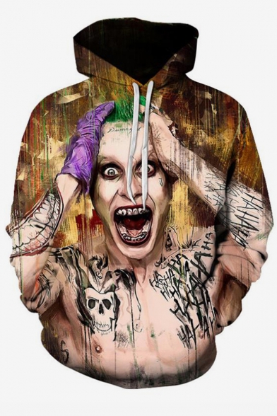 Popular 3D Joker Clown Printed Long Sleeve Casual Sport Pullover Hoodie