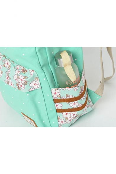Popular Figure Floral Printed Unisex Students School Bag Backpack 30*14.5*42cm