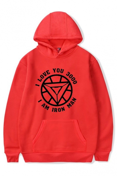 Hot Popular Letter I Love You 3000 Printed Long Sleeve Sport Casual Hoodie