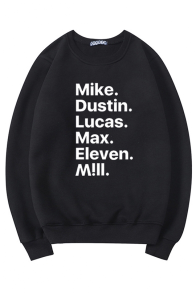 

Mike Dustin Lucas Max Eleven Mill Letter Printed Long Sleeve Round Neck Sweatshirt, Black;white, LC562187