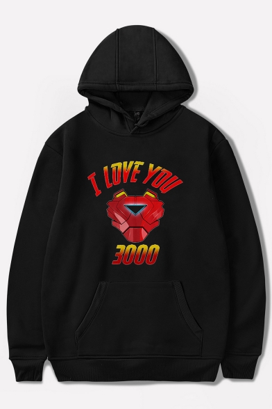 Fashion Iron Letter I Love You 3000 Printed Casual Sport Pullover Hoodie