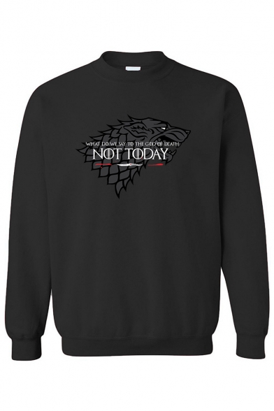 New Fashion Long Sleeve Round Neck Letter NOT TODAY Printed Sweatshirt For Mens
