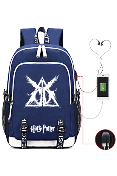 New Trendy Harry Potter Printed Fashion USB Charge School Bag Backpack 30*15*44cm