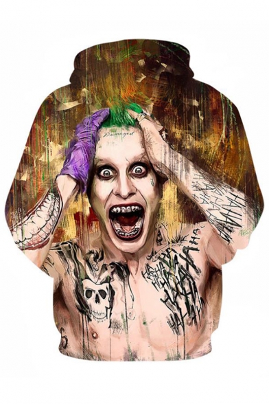 Popular 3D Joker Clown Printed Long Sleeve Casual Sport Pullover Hoodie