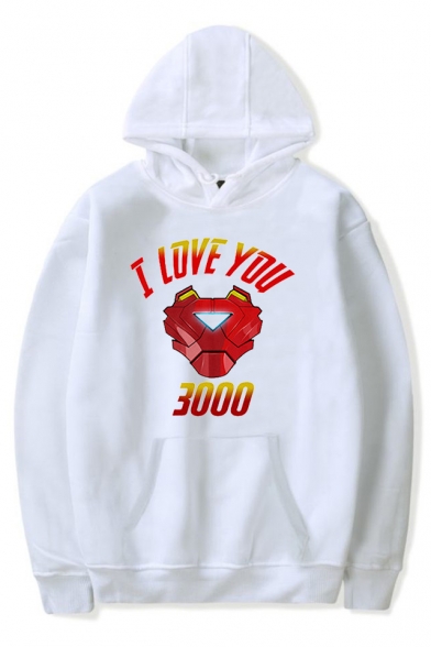 Fashion Iron Letter I Love You 3000 Printed Casual Sport Pullover Hoodie