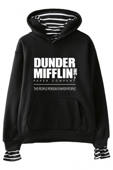 Fashion Letter Dunder Mifflin Print Long Sleeve Casual Loose Hoodie