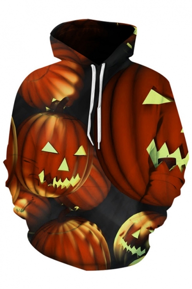 Halloween Cool Pumpkin Figure 3D Print Long Sleeve Unisex Hoodie