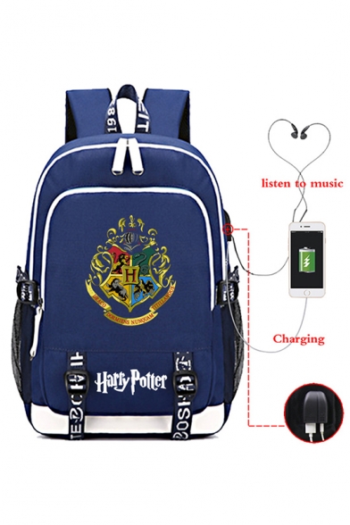 Harry Potter Hogwarts Logo Printed Students USB Charge School Bag Backpack 30*15*44cm