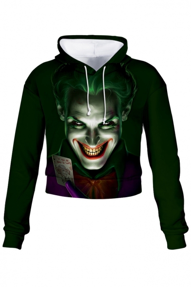Hot Popular Joker Clown 3D Figure Printed Long Sleeve Crop Hoodie