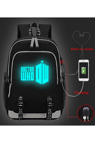 New Fashion Letter Logo Printed Trendy USB Charge Traveling Bag Laptop Bag Backpack 30*15*44cm