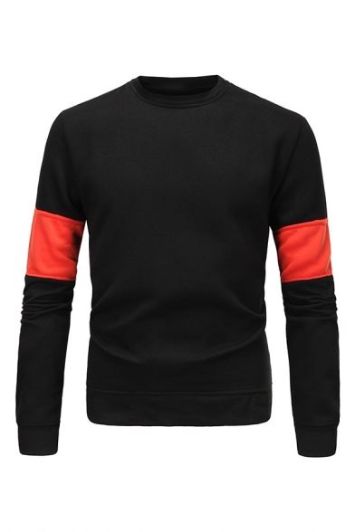 Britpop Colorblocked Panel Long Sleeve Causal Sweatshirt for Men